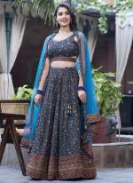 Pure Chinnon Blue Party Wear Sequence Work Readymade Lehenga Choli